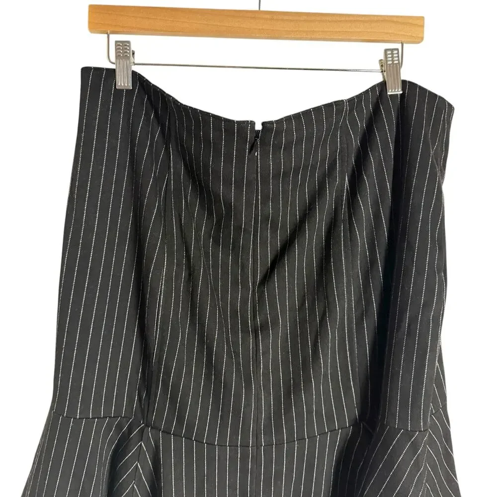 Lane Bryant Black White Pinstripe Flare Flounce Mini Skirt Plus Size 18